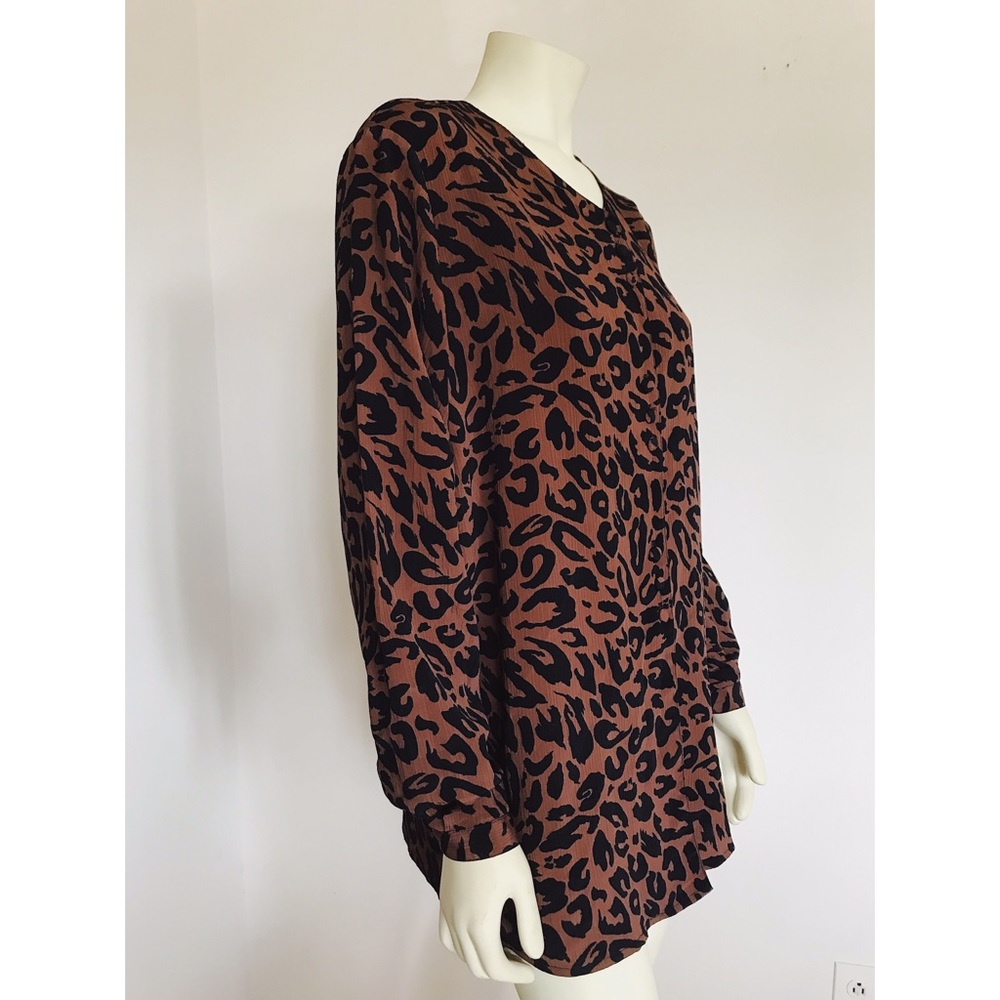 Vintage Leopard Print Button Up Oversized Blouse - image 4